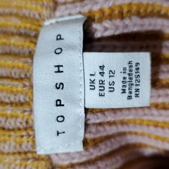 TOPSHOP CHUNKY KNIT RIBBED SWEATER SIZE 12 YELLOW CREW NECK PULLOVER - Picture 8 of 8